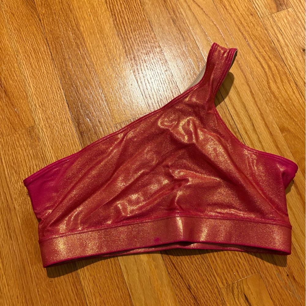 Heroine Sport Shimmering Red Asymmetrical Sports Bra